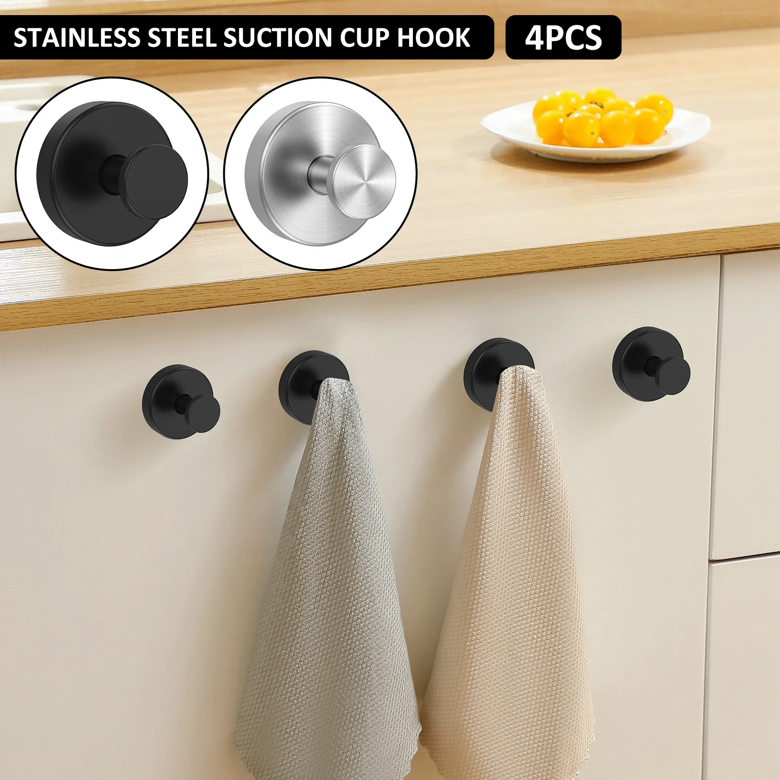 

New 4Pcs Suction Cup Hooks Holds up to 15lbs Suction Hook Reusable Vacuum Cup Hanger Easy to Install Suction Cup Wreath Hook