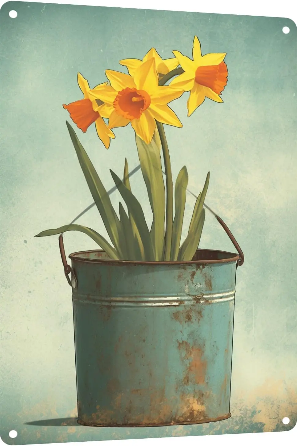 Daffodil in a Barrel Tin Sign Art Poster Tin Sign Metal Home Decor Vintage Wall Decor 12x16 in(138B) sign