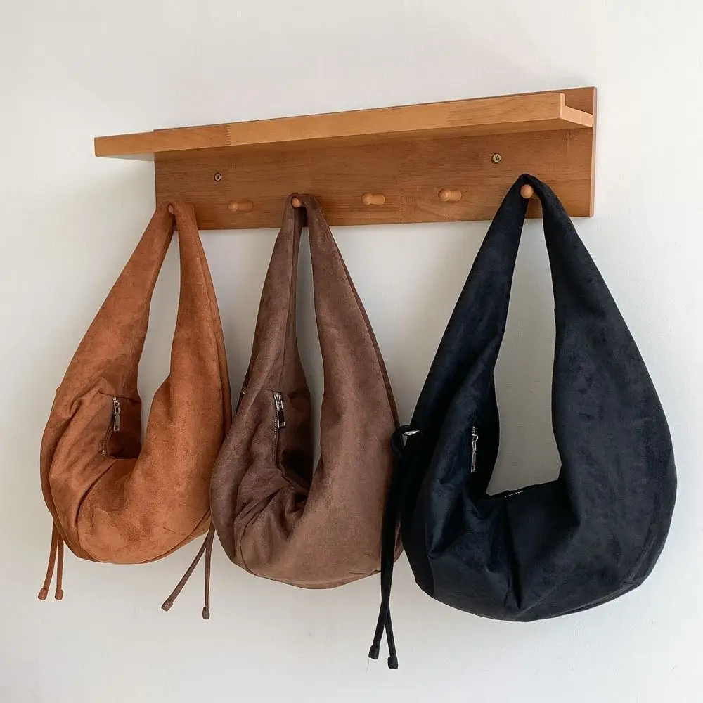 

Trendy Handbag Suede Shoulder Bag Solid Color Large Capacity Hobo Bag Fashion Korean Style Tote Bag Girls