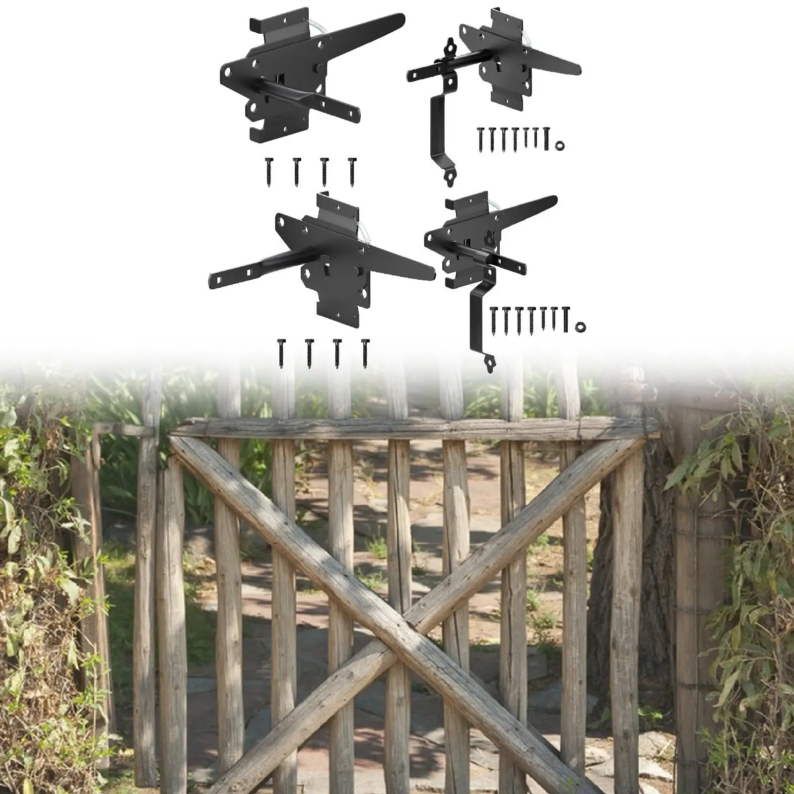 Self Locking Gate Latch Spring Outdoor Automatic  Lever Fence Gate Lock for Barn Door Backyard Porch Pool Gates Courtyard