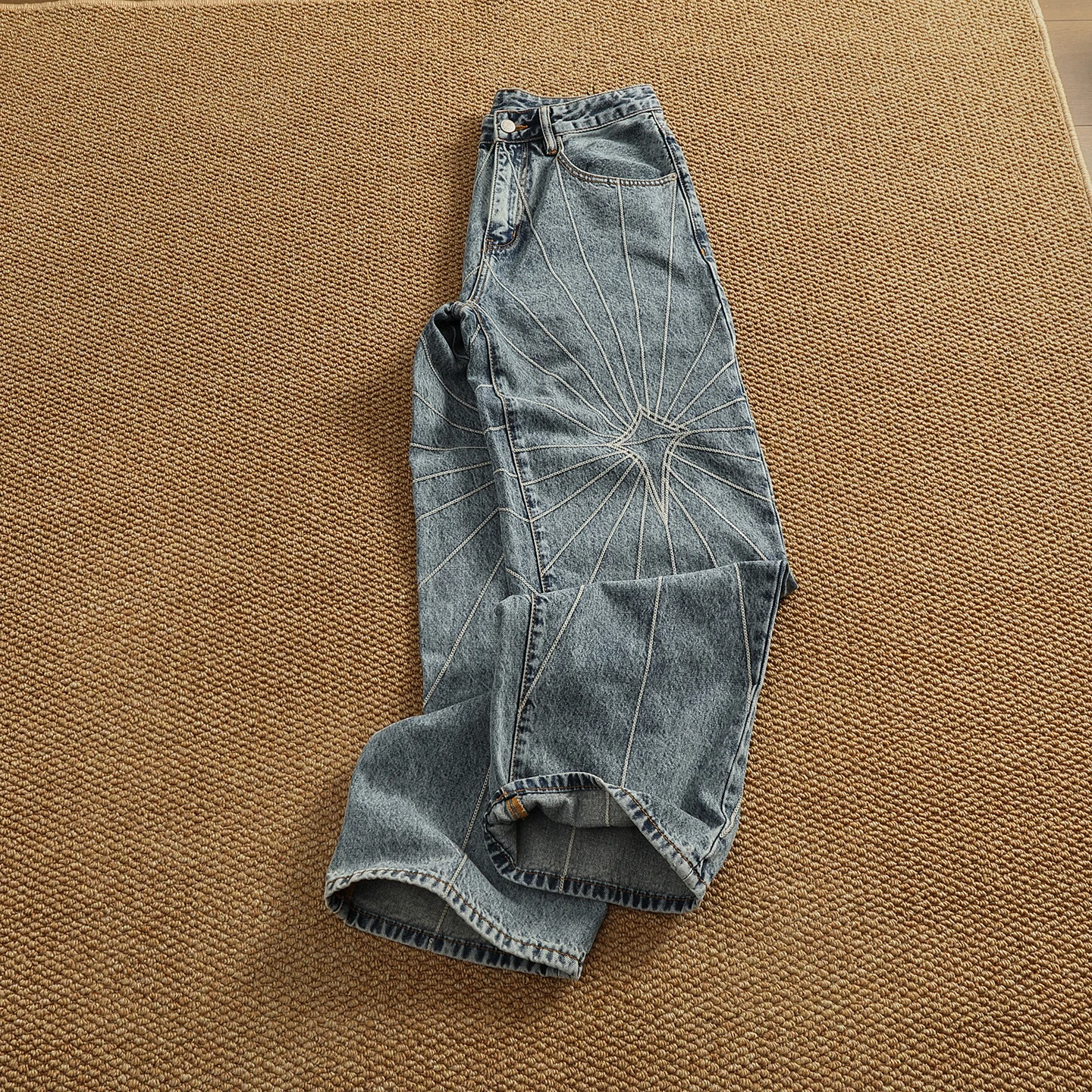 

Свободные прямые мужские джинсы с высокой талией и вышивкой в американском стиле, повседневные роскошные модные брендовые джинсовые брюки премиум-класса