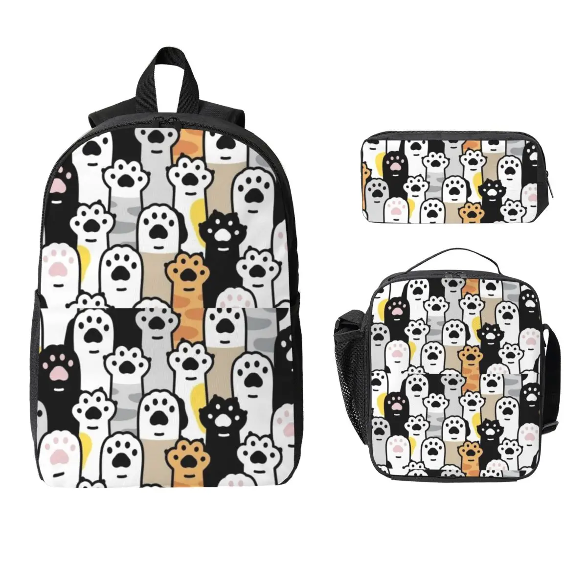 

Cat Paw Lover Backpack Student Boys Girls BookBag School Bag Computer Shoulder Bags 3ps Insulated Lunch Bag Pencil Case