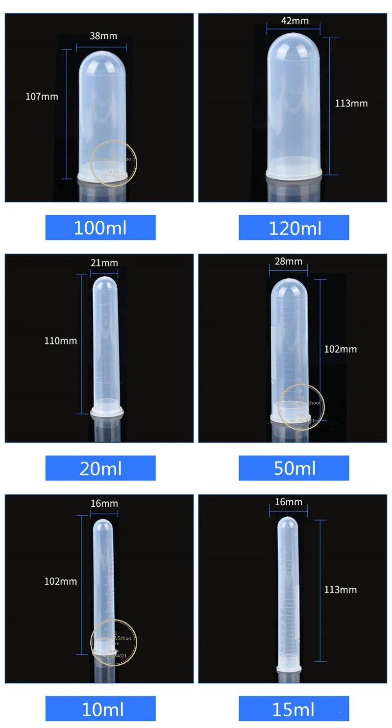 Lab 10/15/20/50/100/120ml Plastic Round Bottom Centrifuge Tube 30pcs 50pcs 100pcs Test Tube with Cap Culture Tube