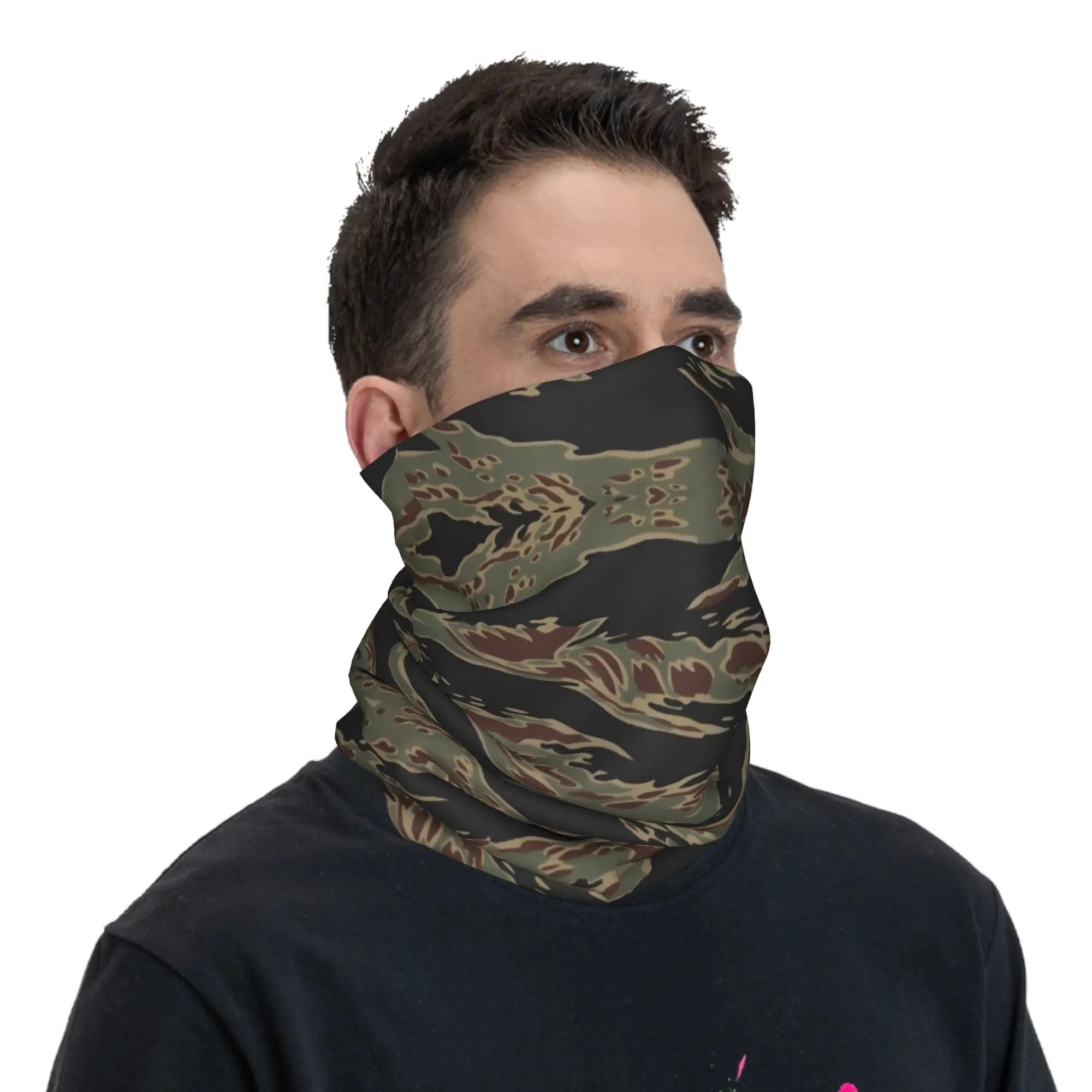 Custom Woodland Camouflage Winter Headband Neck Warmer Women Men Ski Camping Tube Scarf Tiger Stripe Camo Face Bandana Gaiter image 5
