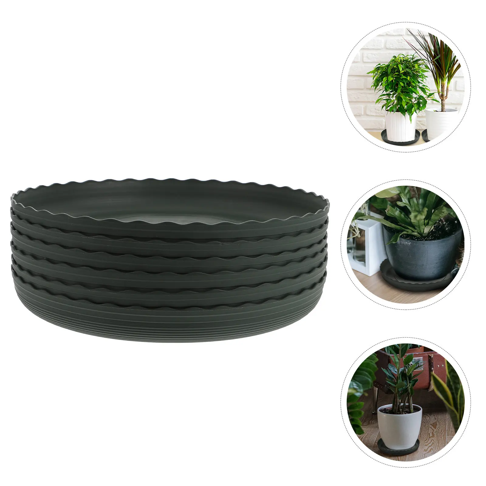 

6Pcs Plant Pot Water Trays Round Gardening Trays Leak Resistant Drainage Saucers for Balcony Indoor Outdoor Use Bonsai