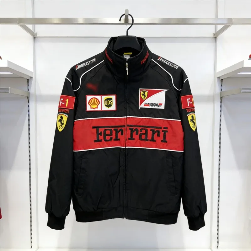 Tuta da corsa F1 ricamata Giacca casual da uomo e da donna Giacche da ciclismo per moto per Ferrari Roma 488 Portofino F08 Spider SF90