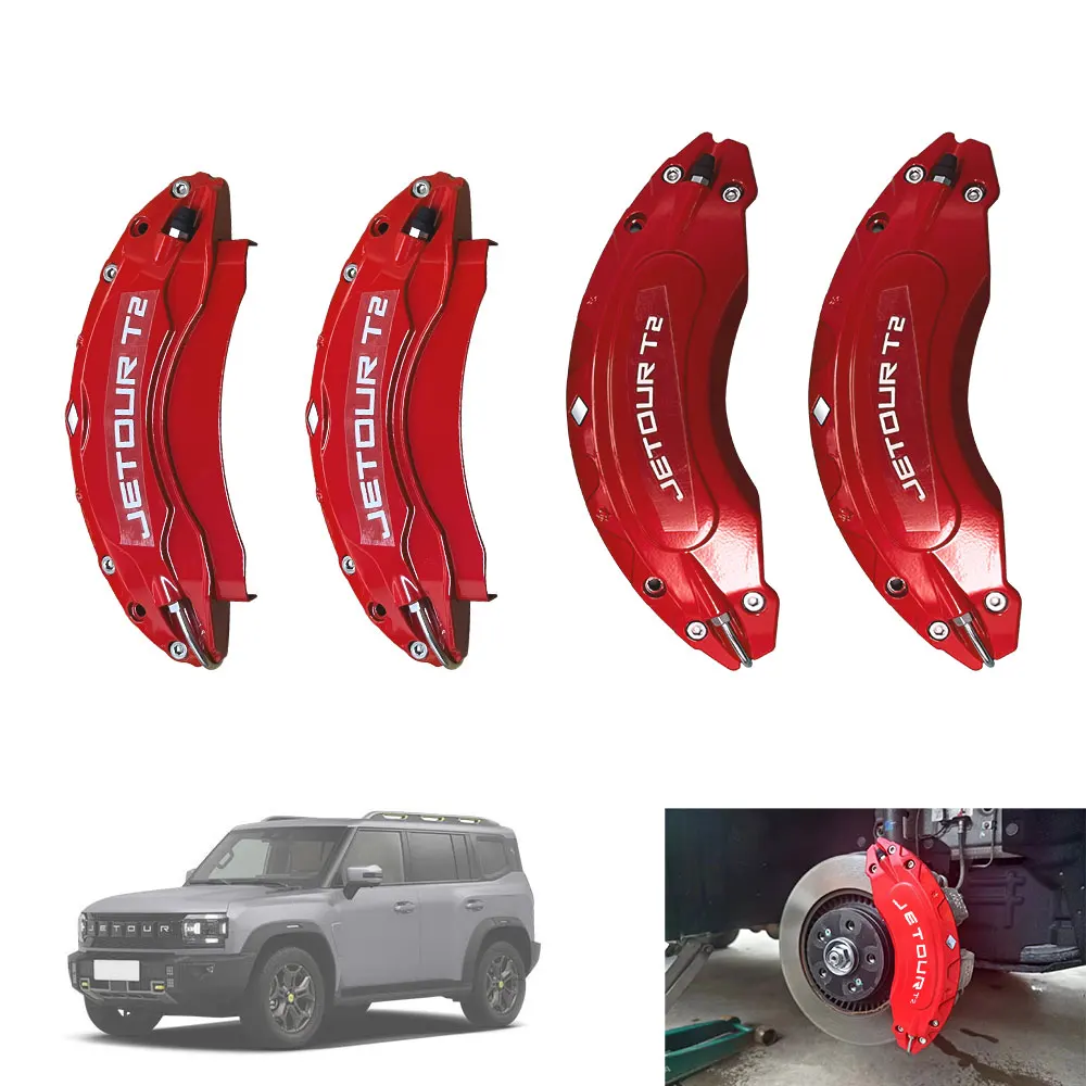 For Jetour Traveller T2 2024 Jetour T2 4Pcs Front Rear Brake Caliper Cover Aluminum Metal Caliper Cover Kit Wheel Modification