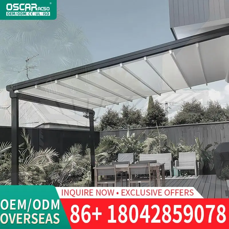 

Выдвижной автоматический садовый навес-тент из ПВХ, водонепроницаемый, горизонтальный, для защиты от солнца, пергола