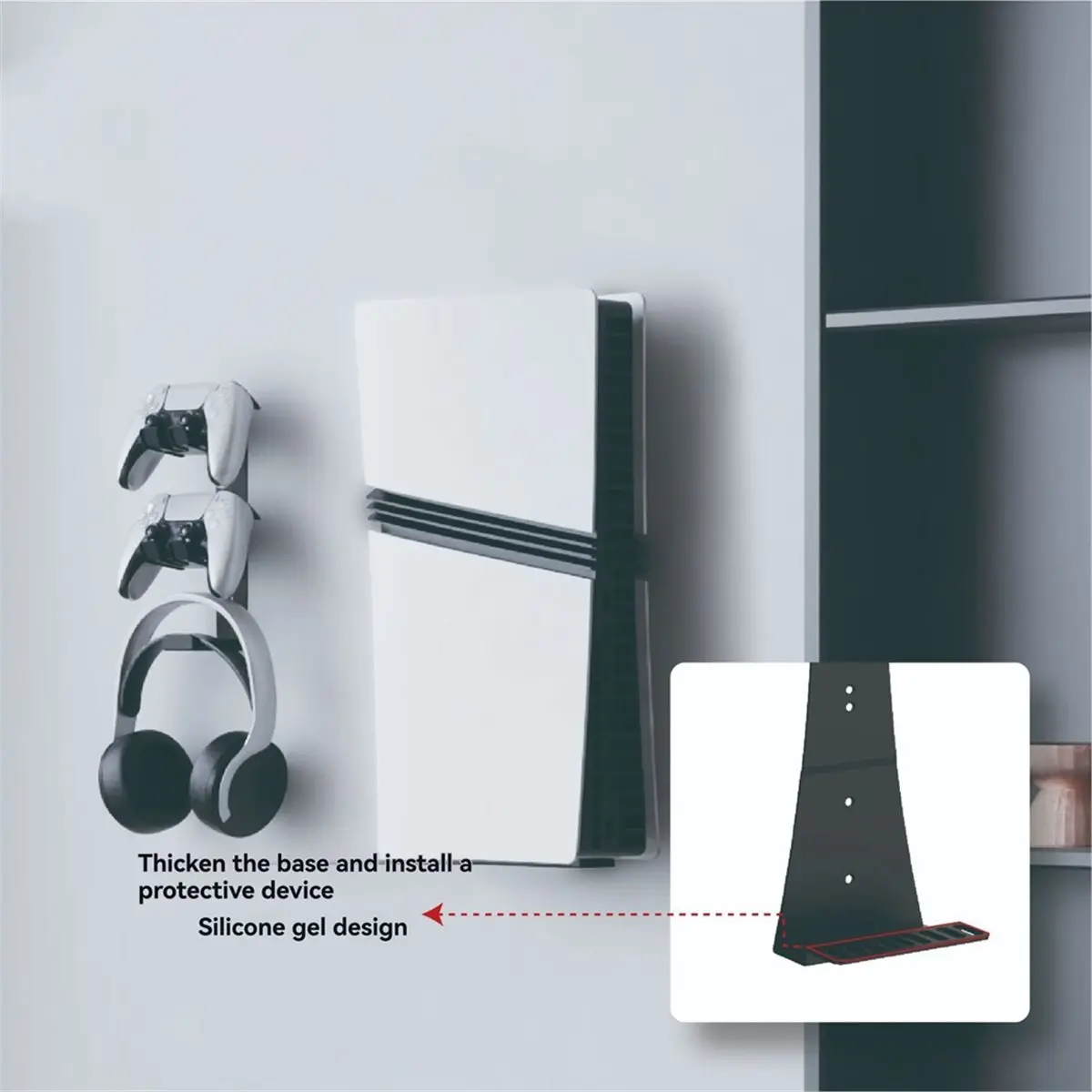 OKgood Universal Wall-Mounted Stand for PS5 / Sim/Pro Combined Controller & Headset Storage Iron Gaming Storage Rack White
