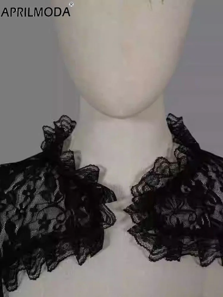 2025 Lace Flared Sleeve Cover Wraps for Evening Dresses Black Steampunk Cosplay Holiday Party Gothic Shrugs Punk Bolero Cardigan