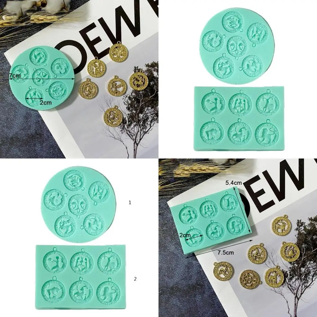 

Блестящие глянцевые силиконовые формы для смолы, 12 форм для ожерелья в виде созвездия, сделай сам, брелок для ключей, кулон, из