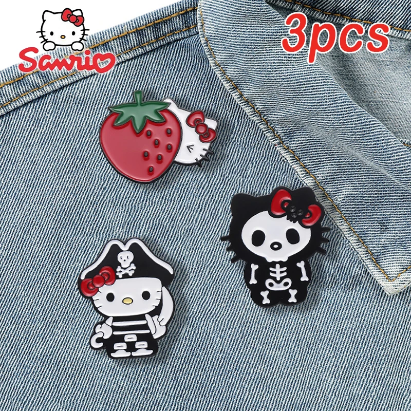 Sanrio Hello Kitty Kawaii Enamel Pins Cartoon Cute Creativity Pirate Sculpt Brooch Backpack Pin Accessories for Women Jewelry