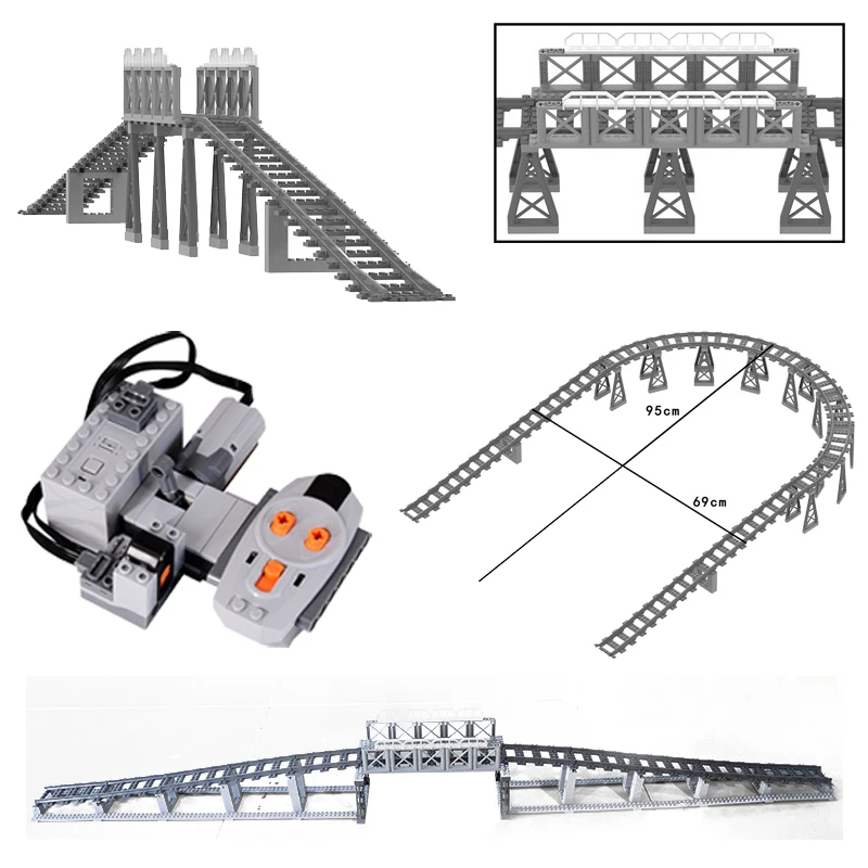 MOC Train Tunnel Exit Entrance Model Set City Train Container Oil Tank Kits Mountain Railway Track Traffic Lights Leduo Block