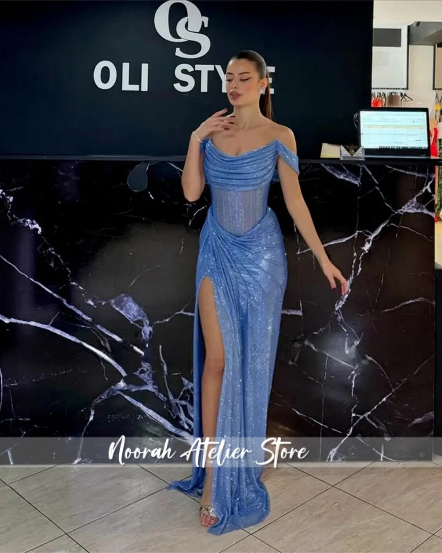 Elegant Gold Off Shoudler New Luxury High Quality Women Evening Dress 2025 HIgh Slit Wedding Long Party Gown Vestidos Customized