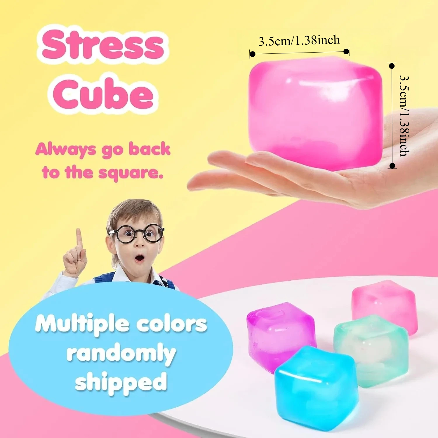 Juguete de ventilación de descompresión cuadrado de cubo de hielo de Gel de alta densidad, pelota antiestrés blanda, juguetes para apretar, juguete sensorial para aliviar el estrés
