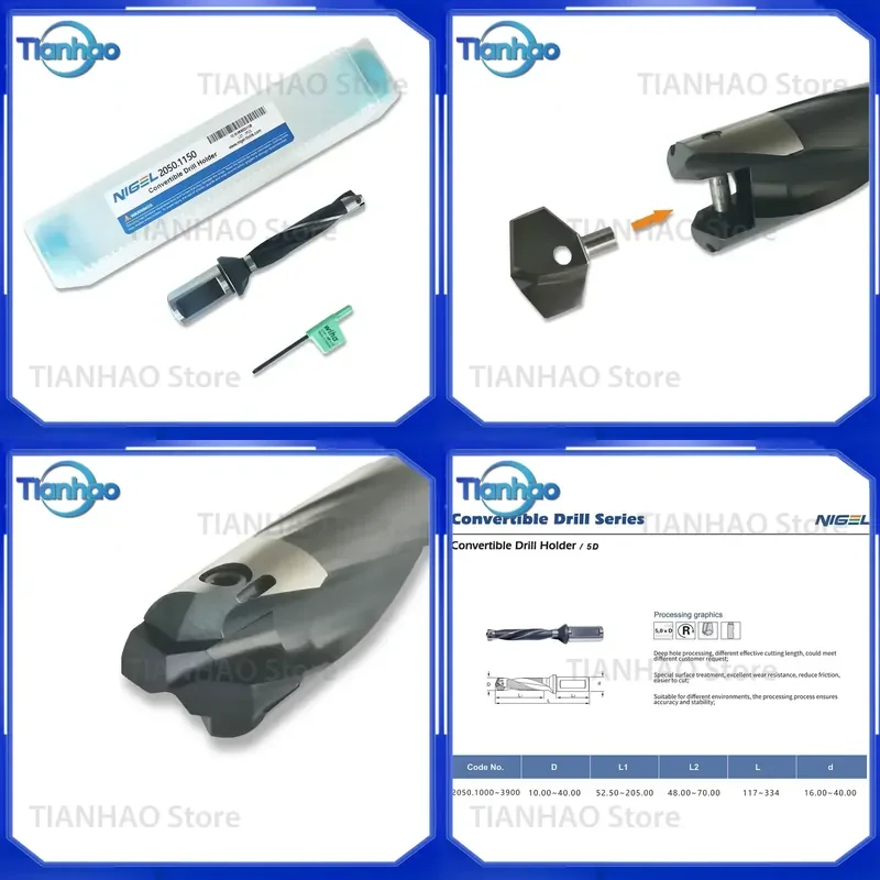 5D Indexable Insert High Speed Crown Drill Holder for Nigel Brand Make Hole 5D 1150mm Holders 11.5mm Tips