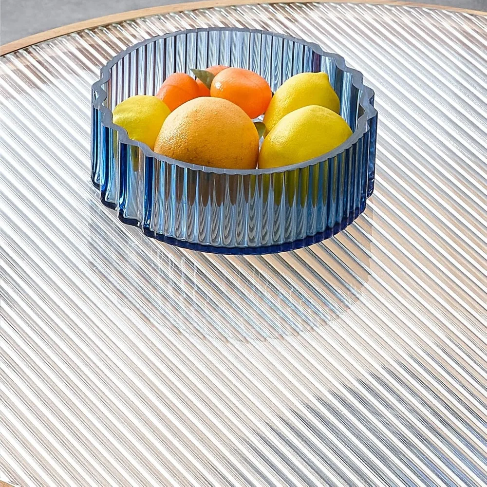 Mid Century Modern Coffee Table with Glass Top and PE Rattan Storage Shelf, 2-Tier 35 Inch Solid Wood Round Boho Coffe Table, Un