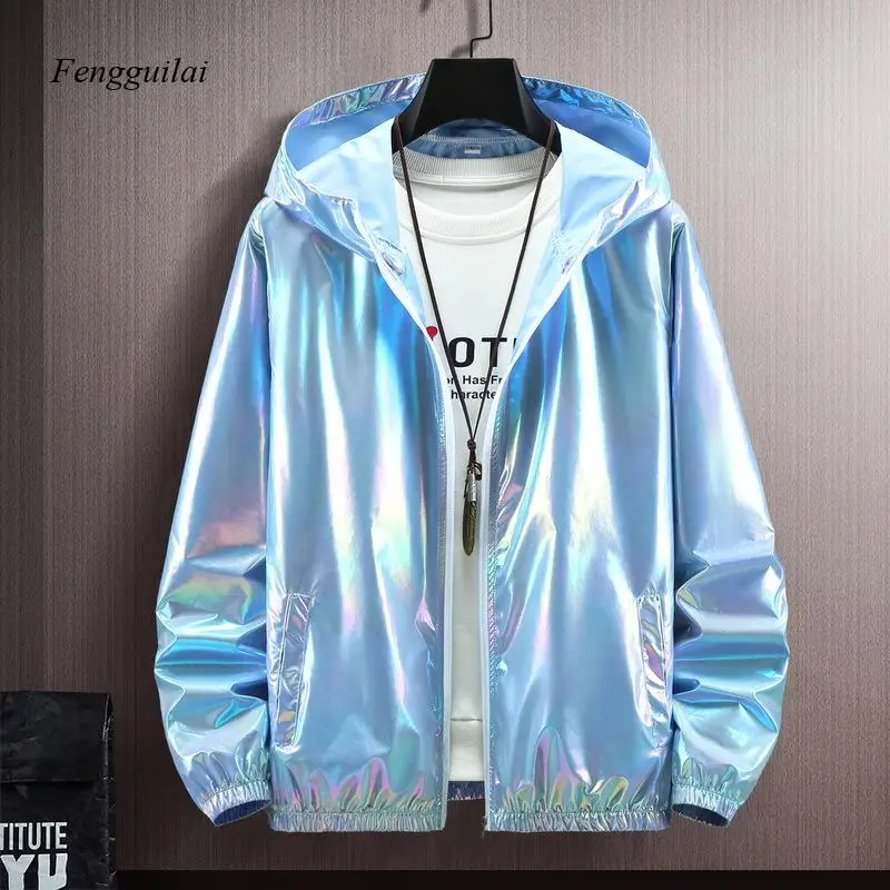 Summer Colorful Reflective Sunscreen Clothes Men's Ice Silk Ultra Thin Couple Color Thin Jacket Trendy Gradient Coat