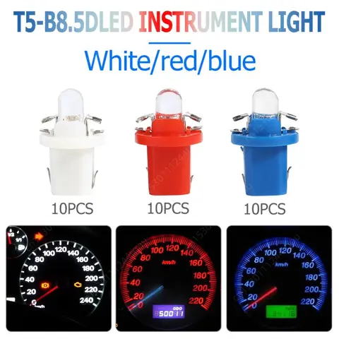 10-30Pcs T5 B8.5D Led Interior Lights Car Automobile Dashboard Instrument Cluster Bulbs White/Red/Blue Light Lamp 8 best sales peugeot 206 cluster - №6