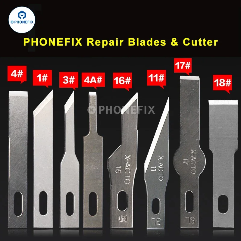 10pcs No.4A 11 18 Scalpel Knife Removal Glue Blades Non-Slip Metal Engraving Craft knives Phone PCB DIY Repair Hand Tools