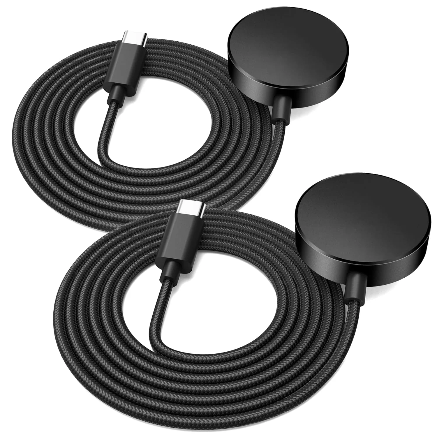 2 Pack Aluminum Braided Cable for Samsung Galaxy Watch 7/Ultra/6/6 Classic USB-C Smartwatch Charger Replacement Charger