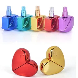 Botella de Perfume recargable en forma de corazón para mujer, atomizador de Perfume de vidrio grueso, contenedores de cosméticos vacíos de viaje, 25ml