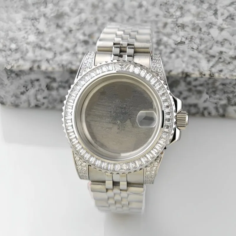 For NH35 Case Sapphire Glass White Diamond Ring Diamond Mechanical Watch Accessories
