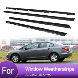 4PCS Car Outer Door Windows Rubber Weatherstrip For Honda Civic 12-15 Waterproof Pressure Strip Sealing Strip Car Accessories