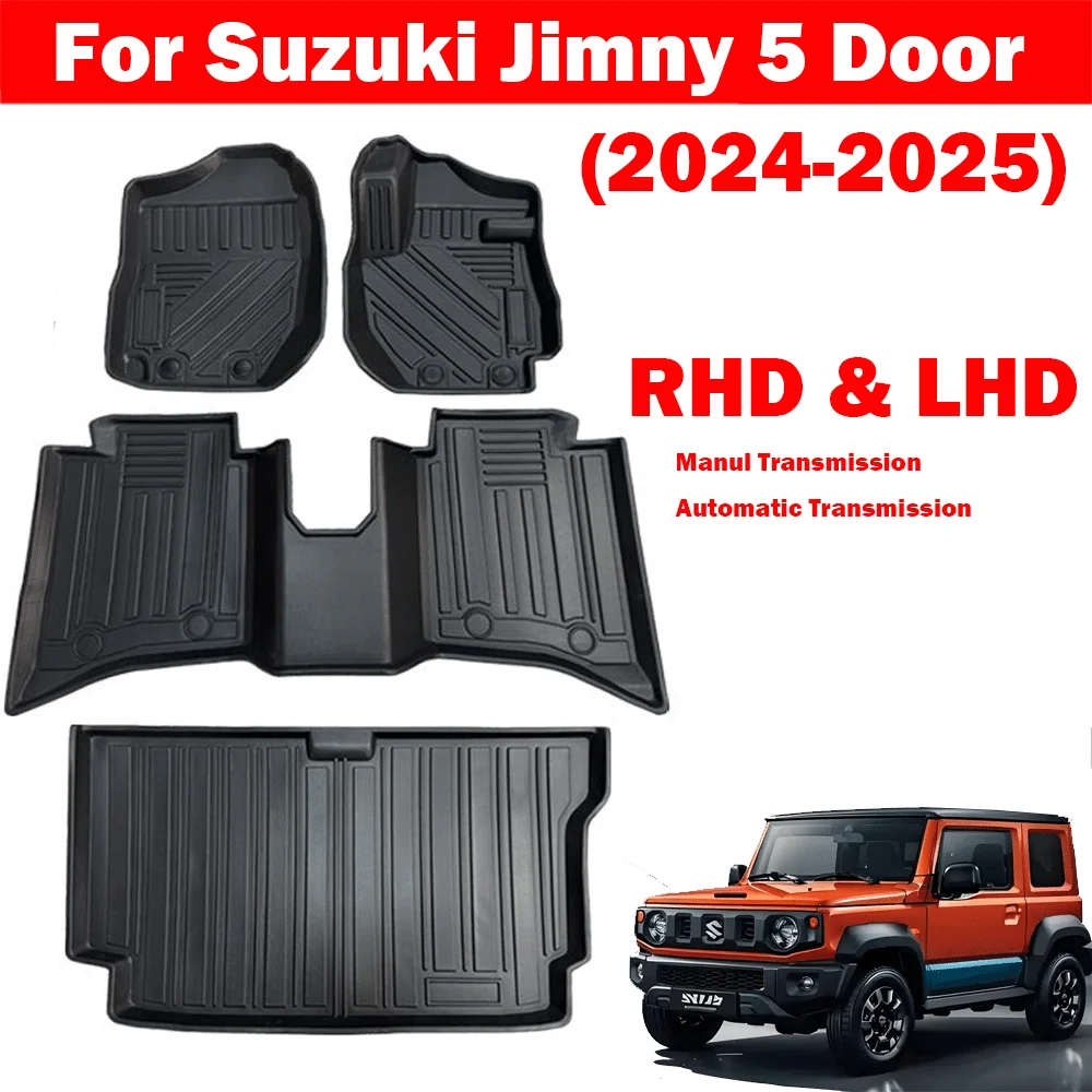 

For Suzuki Jimny 5 Door Car Floor Mats Carpet TPE LHD RHD Automatic and Manual Transmission 2024 2025 Trunk Mats Waterproof