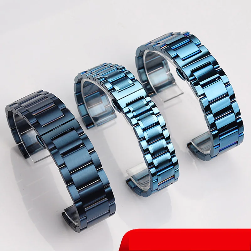 

For Casio citizen Rossini watch strap men's wristband bracelet accessories blue wristband metal stainless steel canvas wristband