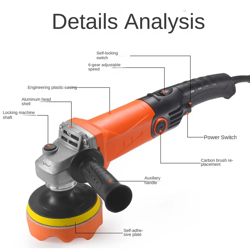 A70P Electric Car Polisher Machine Track Auto Sanding Polishing Machine Variable Speed Sander As Shown Waxing Machine Tool EU PL