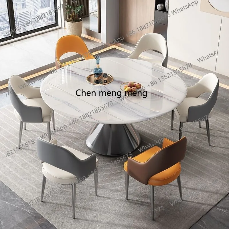 

Supercrystalline stone dining table and chair combination modern, household dual-purpose, telescopic folding round table