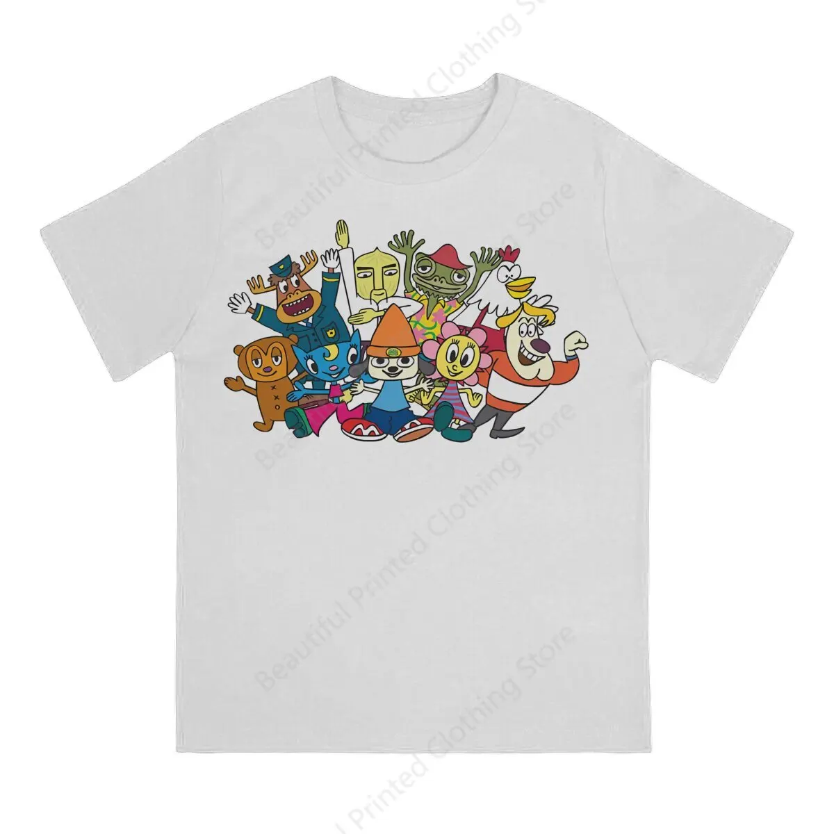 100% Cotton  T-shirt Parappa the Rapper Print Fashion Men's Women's T-Shirts Street Short Sleeve Trend Fun Versatile