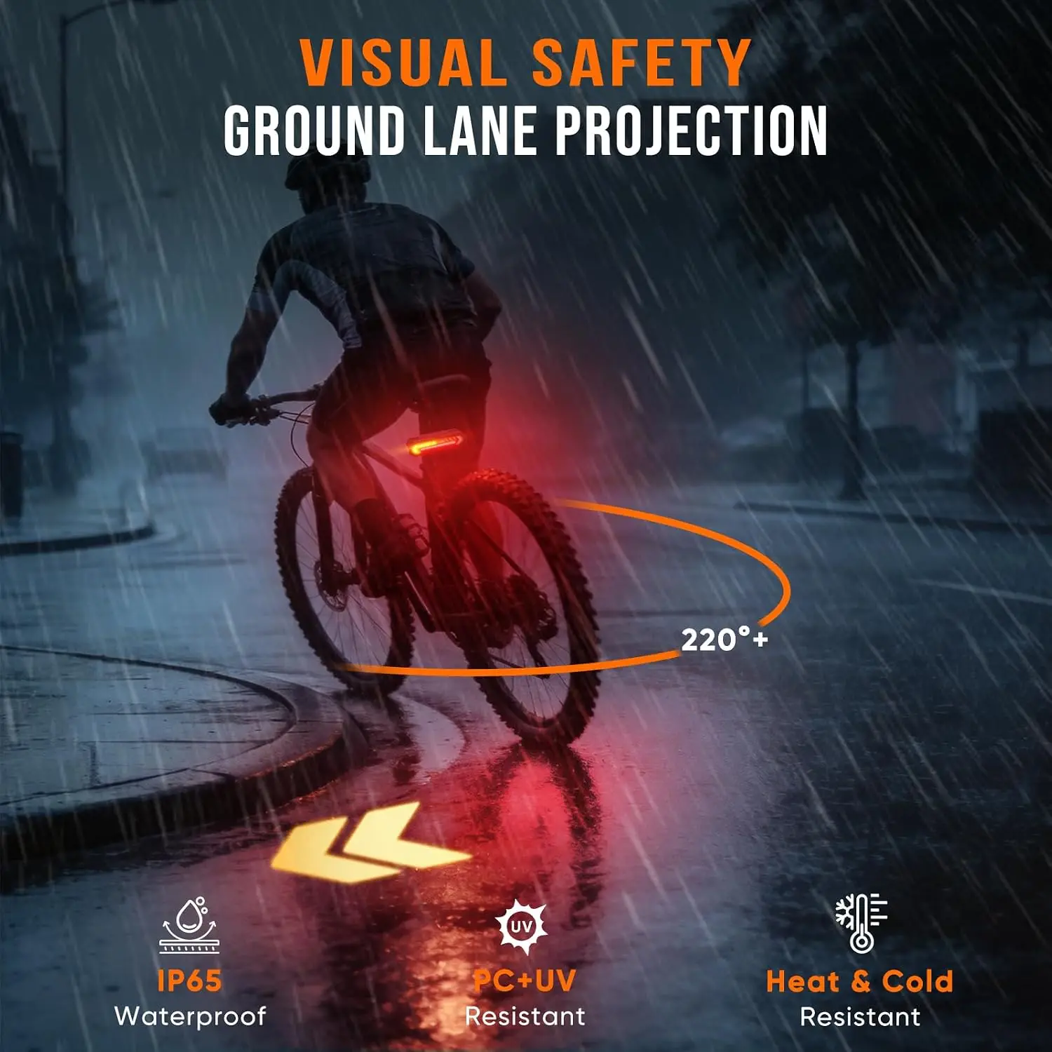 Bike Tail Light,Wireless Remote Turn Signals with Warning & Virtual Lane Projection, Waterproof Anti-Collision Safety Signal