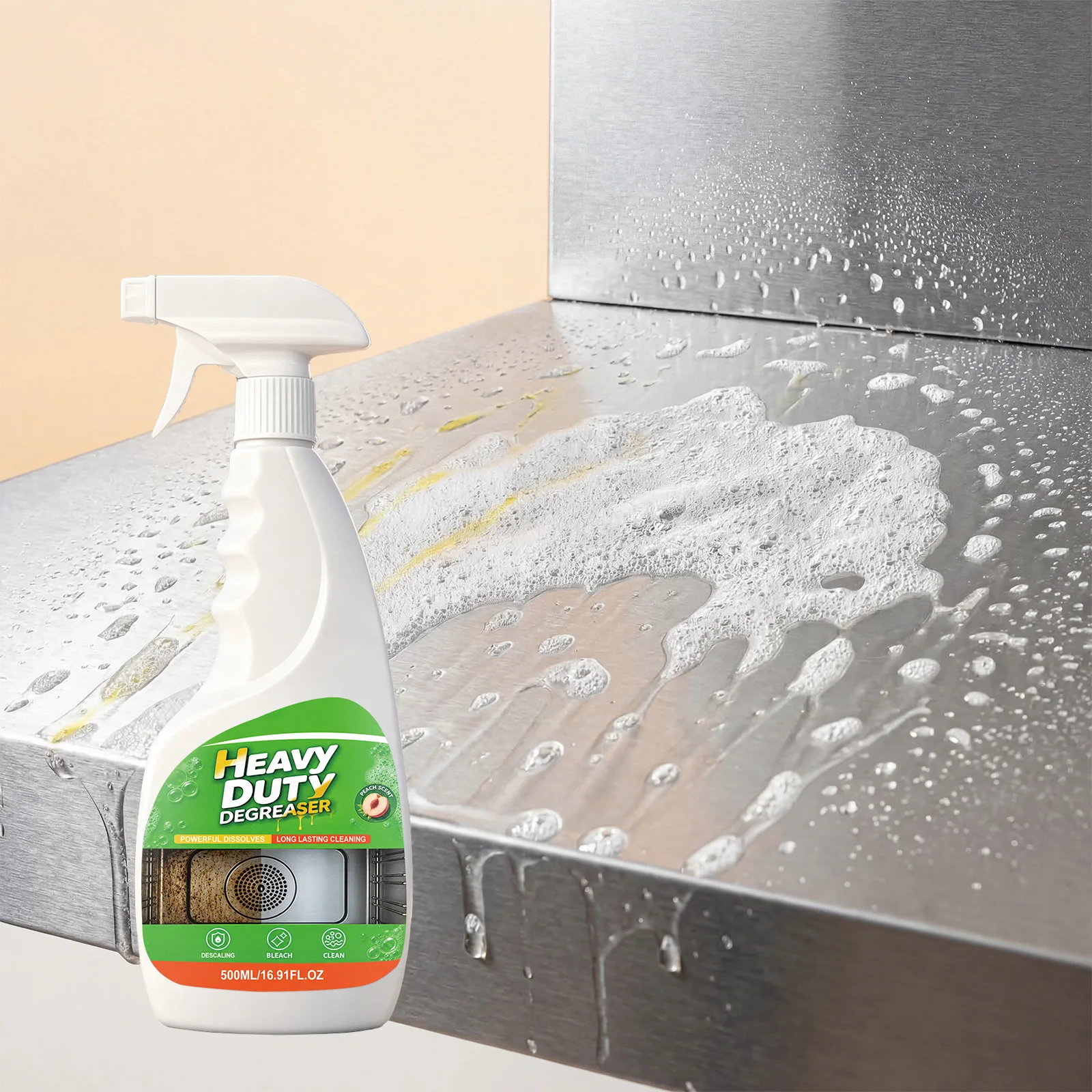 Powerful Degreasing Spray, Fast Oil Dissolving, Stain Removing, Multi-scene Use, Gentle Formula, Fresh Scent Cleaning Spray