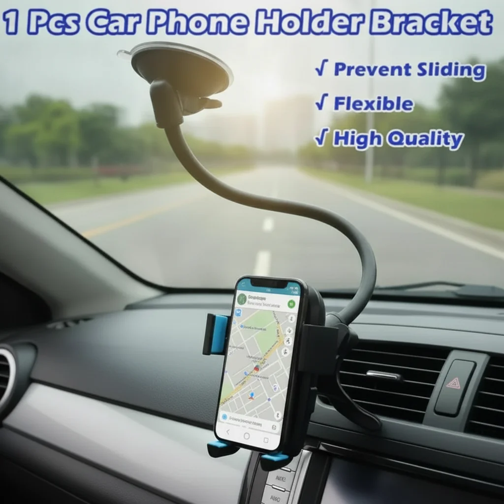 Car Windshield Phone Holder 360° Rotating Suction Cup Automatic Lock Car Accessory for All Smartphones