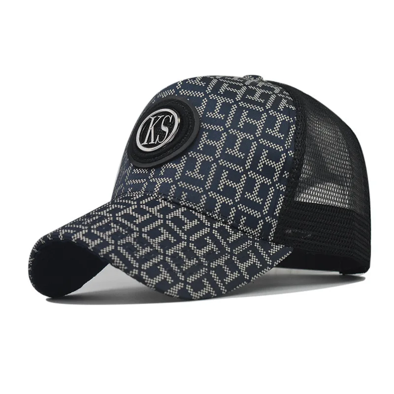 

Classic Trucker Cap New KS Letter Baseball For Men And Women Plaid Fashion Hat Mesh-Back Cap