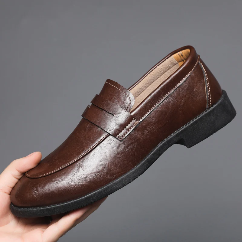 Genuine Leather Comfortable Soft Sole Low Cut Loafers British Style Business Casual Leather Shoes Men's Shoes zapatos casuales
