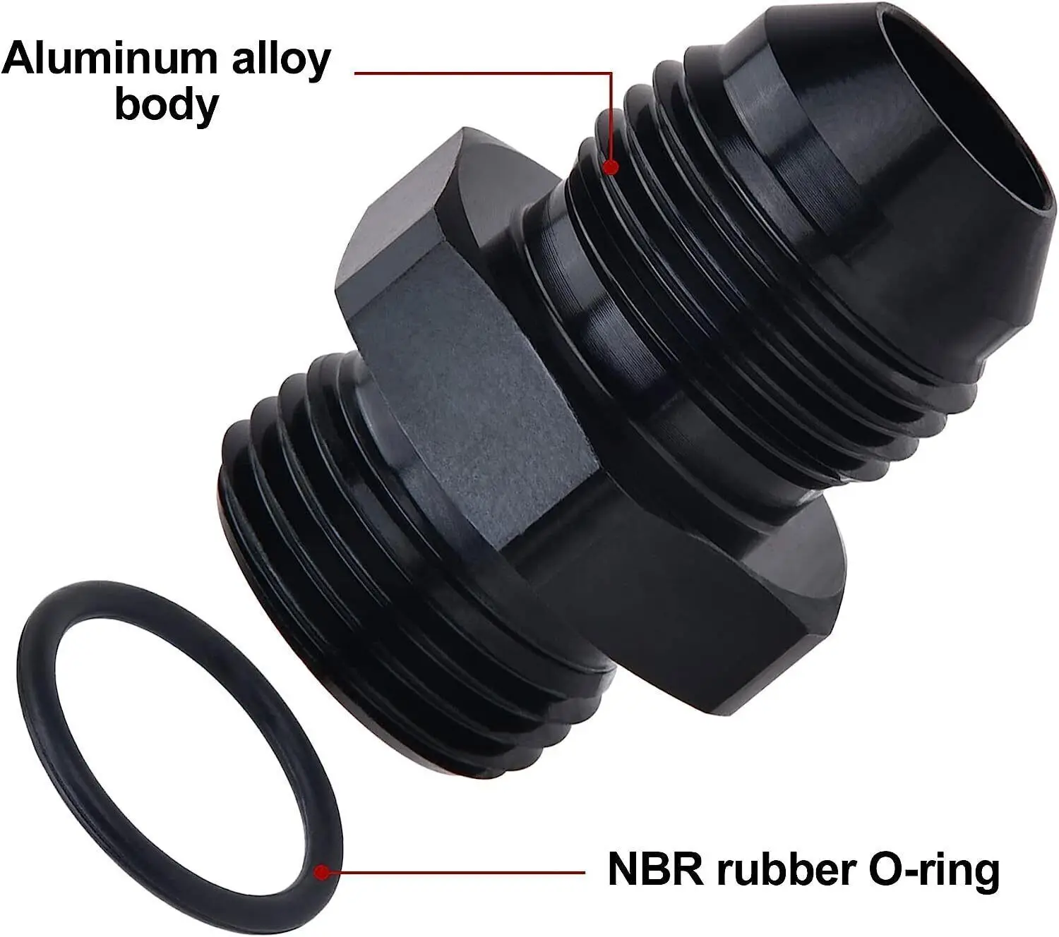 2Pcs ORB -6 -8 O-ring Boss AN6 AN8 To 6AN 8AN Male Adapter Fitting Black
