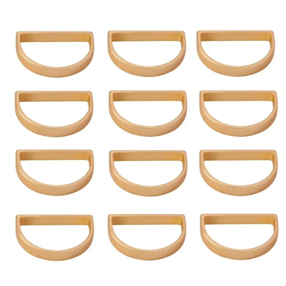 12 Pcs Buckles Metallic Adornment Metal Stainless Steel Napkin Rings D-shaped Matte Gold Matte Gold Semicircle Napkin Rings