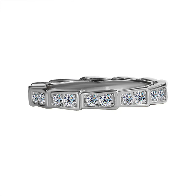 D Color VVS Moissanite Snake Segment Ring S925 Sterling Silver Trendy Fine Jewelry