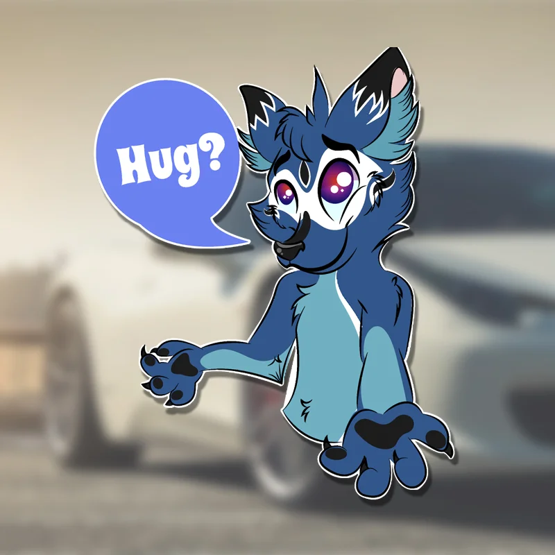 EARLFAMILY Furry Wolf Warning Creative Car Sticker Sunscreen Waterproof Personality Vinyl Decal Funny Cute VAN Decoration