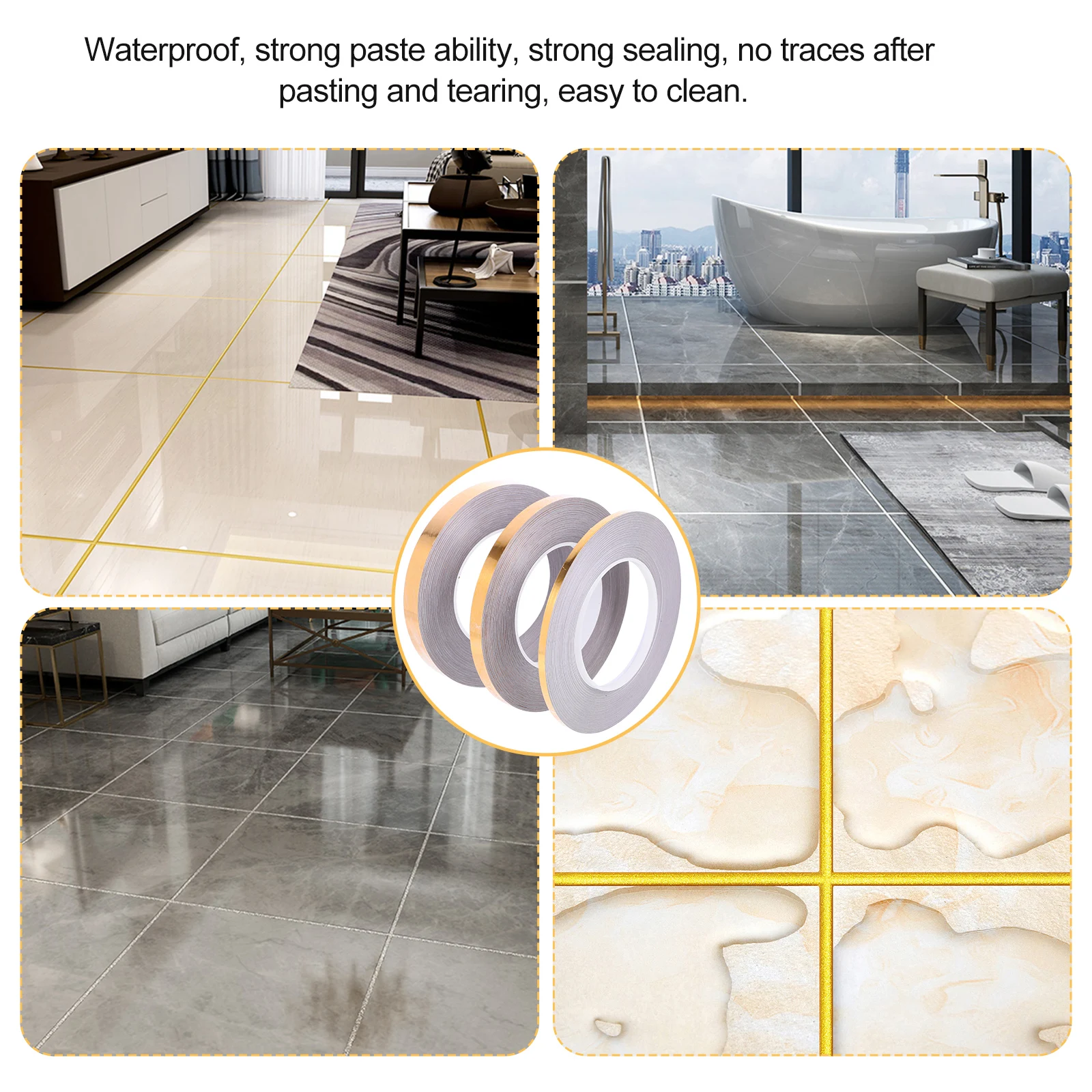 

3 Rolls Floor Beautiful Seam Stickers Waterproof Crevice Tape Pvc Caulking Sealing