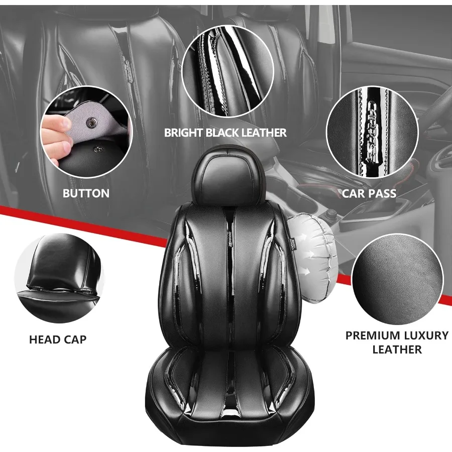الترا + نابا براءات الاختراع والجلود مقعد السيارة يغطي مجموعة كاملة العالمي خففت لينة تنفس مقاوم للماء المضادة للانزلاق مقاعد السائق Backr #4