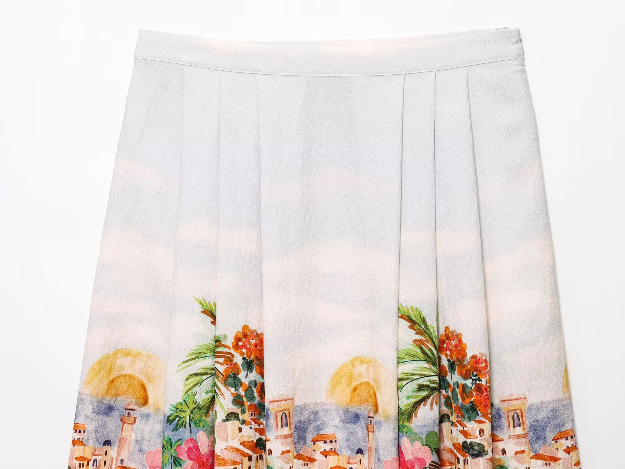 Set di gonne stampate per le vacanze estive Set da donna con scollo a V con fiocco o gonna a pieghe 2025 Set da donna elegante per le vacanze estive