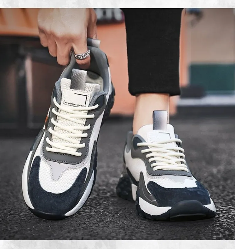 Zapatos de tenis deportivos transpirables de malla para hombre, zapatillas deportivas ligeras de suela suave informales a la moda, zapatillas antideslizantes para correr