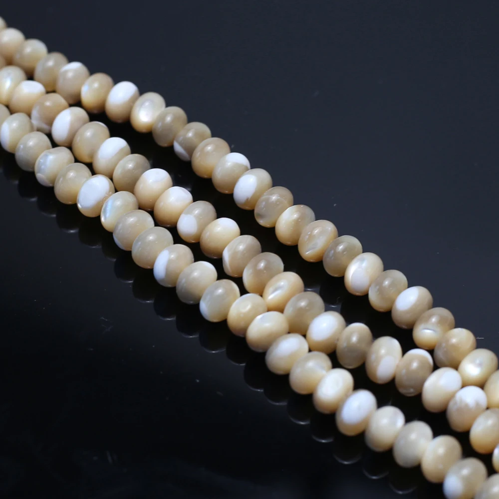 Natural Seawater Shell Beads Abacus Shape Yellow Shell Loose Spacer Beaded for Making DIY Jewelry Necklace Bracelet