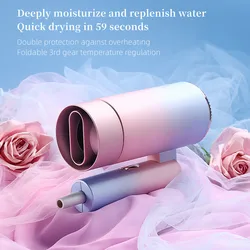 New Mini Hair Dryer High Power Quick-drying Blue Light Ion Mute Foldable Safety Hammer Convenient Hair Dryer