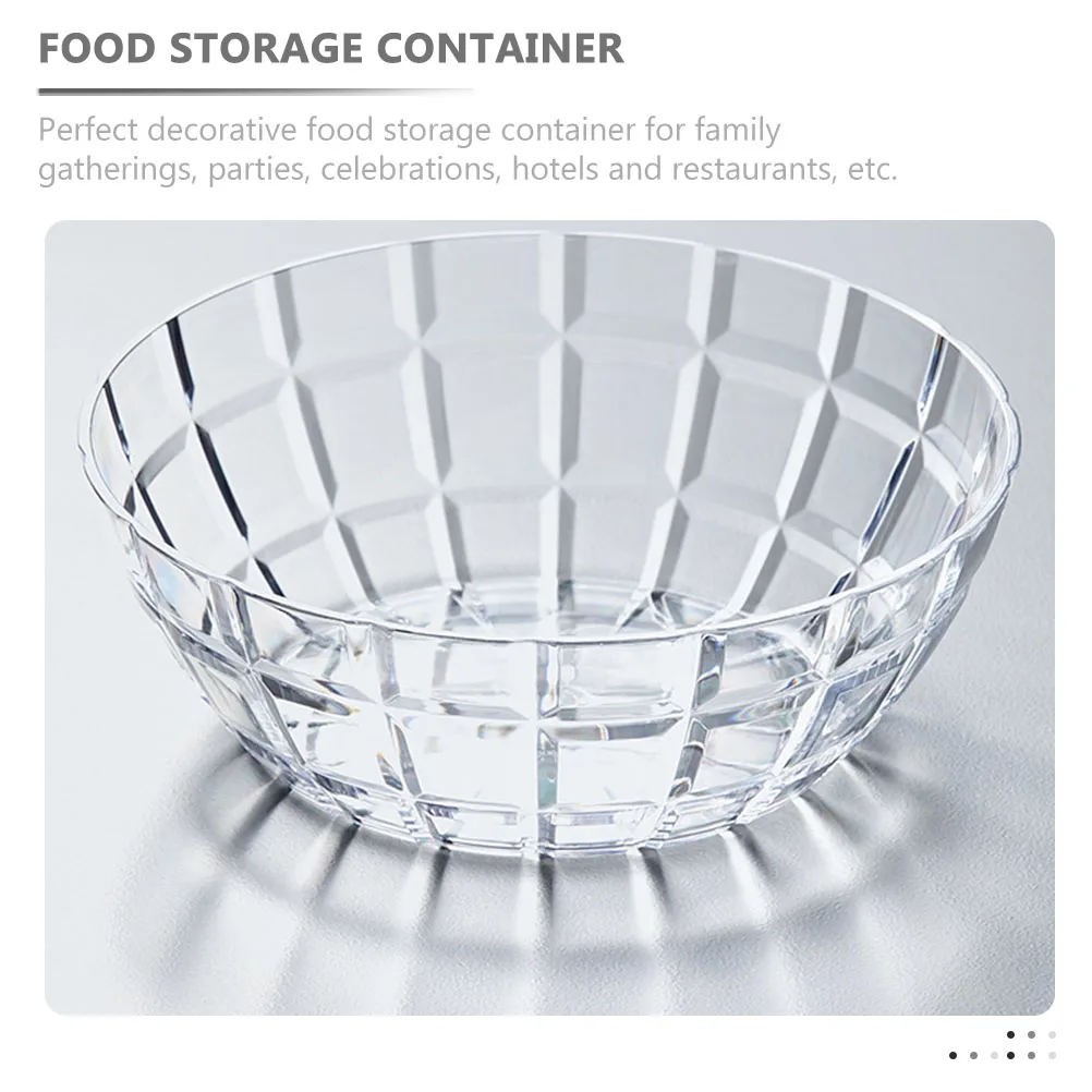 

3pcs Fruit Salad Bowl Serving Party Clear Bowls European Style Transparent Large Plastic Serving Bowl Grid Texture