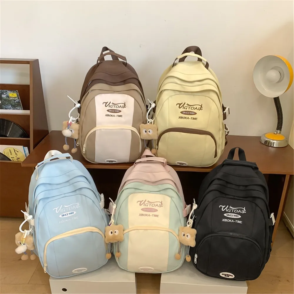 Mochilas escolares impermeables con múltiples bolsillos para mujer, Mochilas escolares de nailon para estudiantes, Mochilas Kawaii para niñas, paquete de libros para computadora portátil